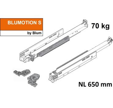 MOVENTO mit BLUMOTION S, Vollauszug für Holzschubkasten, 70 kg, NL=650mm, mit Kupplungen, für TIP-ON-Blumotion, 766H6500S